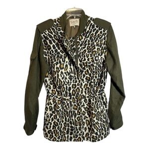 Sea New York Leopard Print and Green Utility Women's Jacket Size Small